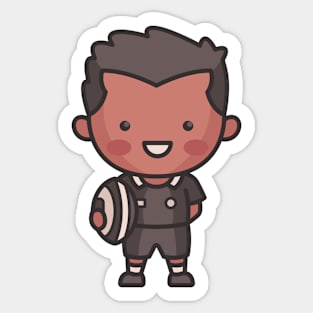 Cute New Zealand Rugby Player Cartoon Sticker